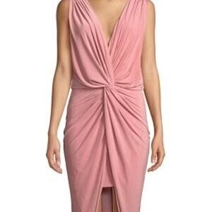 1119 NWT MISA Los Angeles Womens Leza Knot Front Hi-low Dress Apricot Large